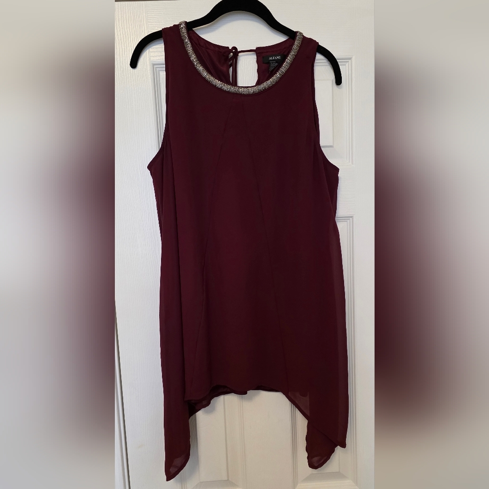 Alfani Burgundy Sleeveless Blouse